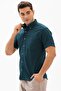 Short Sleeve Slim Fit Shile Cloth Single Pocket Men's Summer Shirt Dark Petrol 3069 - 3