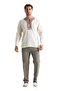 Long Sleeve Sile Cloth Crew Neck Ethnic Men's Summer T-shirt Cream Red - 7