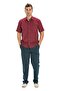 Short Sleeve Sile Cloth Single Pocket Men's Summer Shirt Dark Claret Red 3068 - 5