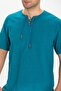 Short Sleeve Sile Cloth Studded Men's Summer Tshirt Petrol 3053 - 3