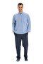 Long Sleeve Sile Cloth Single Pocket Prevailing Collar Men's Summer T-shirt Blue 3032 - 5