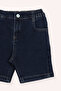 Baby Boy Navy Blue Denim Shorts with Pockets - 2