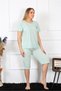 Fashion Line Women's Large Size Viscon Water Green Capri Pajama Set202193 - 2