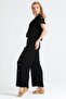 Izel Slit Summer Muslin Trousers Black Syh - 7