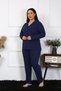 Fashion Line Women's Plus Size Cotton Pocketed Buttoned Navy Blue Pajama Set 202401