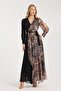 BLACK LEOPARD PRINT FOIL PRINTED CHIFFON DRESS LINED INSIDE - 8