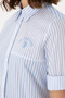 Women's Blue Long Sleeve Striped Shirt 50299682-Vr036 - 7