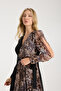 BLACK LEOPARD PRINT FOIL PRINTED CHIFFON DRESS LINED INSIDE - 2