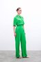 Loose Satin Trousers with Pockets - Light Green - 4