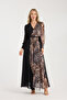 BLACK LEOPARD PRINT FOIL PRINTED CHIFFON DRESS LINED INSIDE - 6