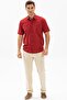 Short Sleeve Sile Cloth Single Pocket Men's Summer Shirt Red Checkered 3056 - 4