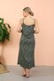 Fashion Stripe Women's Rope Strap Slit Long Khaki Nightgown 90120 - 3