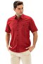 Short Sleeve Sile Cloth Single Pocket Men's Summer Shirt Red Checkered 3056 - 6
