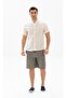 Short Sleeve Slubbed Cotton Bodrum Summer Men's Shirt Cream 3002 - 2