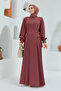 Side Pleated Dress - Dried Rose - 2