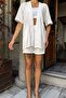 Women's White Wrap Kimono Vest Shorts Bottom-Top Set - 2