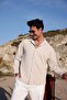 Men's Beige Color Knitted Ottoman Fabric Long Sleeve Shirt - 5