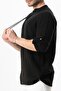 Long Sleeve Doruk V-Neck Lace-Up Muslin Men's Summer Tshirt Black Syh - 3
