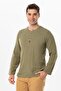 Halicarnassus Long Sleeve Violet Button Detailed Men's Summer T-shirt Khaki Hk