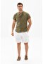 Short Sleeve Slub Cotton Bodrum Summer Men's Shirt Khaki 3049 - 4