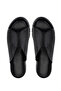 Women's Genuine Leather Black Leather Heeled Slippers - 5
