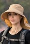 Women's UV Protective Wide-Brim Sun Hat with Drawstring - Camel - 3