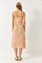 Women's Orange Thick Strap Viscose Dress with Slit Detail 60251278 - 8