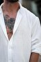 Oversize Fit Long Sleeve Summer Linen Shirt - 3