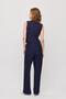 Buttoned Front Striped Vest Trouser Suit - 6622A Navy - 5