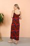 Women's Rope Strap Slit Long Black Nightgown 90124 - 3