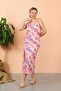 Women's Rope Strap Slit Long Pink Nightgown 90123 - 6