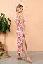 Women's Rope Strap Slit Long Pink Nightgown 90123 - 3