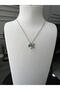 H Letter Necklace Natural Stone Turquoise Heart Charm with Steel Chain - 3
