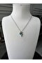 Letter S Necklace - Turquoise Heart Charm with Heart Charm Steel Chain - 3