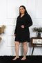 Women's Plus Size Cotton Buttoned Long Sleeve Black Tunic Nightgown 12204