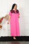 Big Lace Short Sleeve Fuchsia Mother Nightgown 1348 - 4