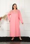 Big Long Sleeve Lace Salmon Mother Nightgown 1355 - 2