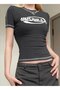 Slim Retro T-Shirt Short Sleeve Dark Smoked Crop Y2K Harajuku Slim Retro T-Shirt Short Sleeve - 7