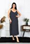 Women's Large Size Rope Strap Cotton Long Nightgown 12101 - 4