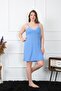 Women's Cotton Blue Rope Strap Large Size Nightgown 1021 - 7