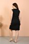 Women's Large Size Combed Cotton Thick Strap Black Nightdress 12504 - 5