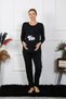 Fashion Line Women's Long Sleeve Maternity Pajama Set Black 45501 - 4