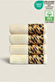 4-Piece Leopard Towel Set 100% Cotton Certified, Hand / Face / Kitchen Towel 50X90Cm - Cream