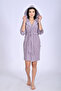 Satin Piping Jacquard Hooded Bamboo Cotton Dressing Gown - 2