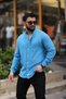 Men's 100% Cotton Linen Look Long Sleeve Summer Shirt - 2