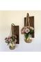 Wall Decoration, Led Light, Coffee Carnation Flower, Walnut Sconce Set of Two - 3