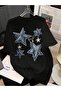 Casual Sun, Moon & Star Graphic Tee for Women - Short Sleeve, Round Neck,