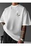 Men's Round Neck American Street Letter Wide T-Shirt, Peace Dove - 2