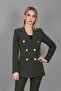 Men's Collared Kuruvaze Blazer Jacket-Khaki - 1034100 - 3