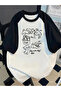 Y2K Cute Cartoon Dog White Raglan Sleeve Oversize T-Shirt